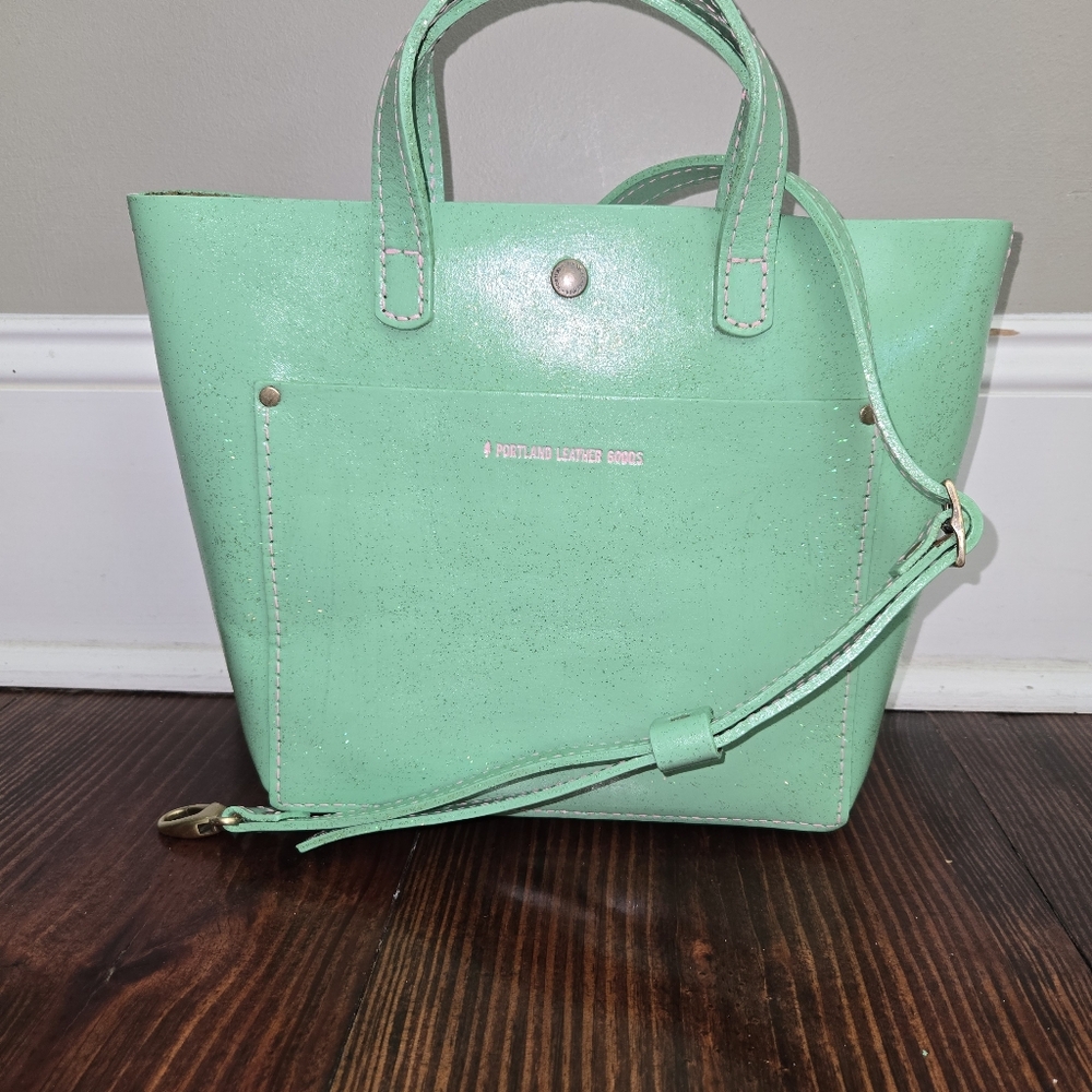 Upcrafted Portland Leather Goods Seafoam Green Mini CB With Contrast Stitch